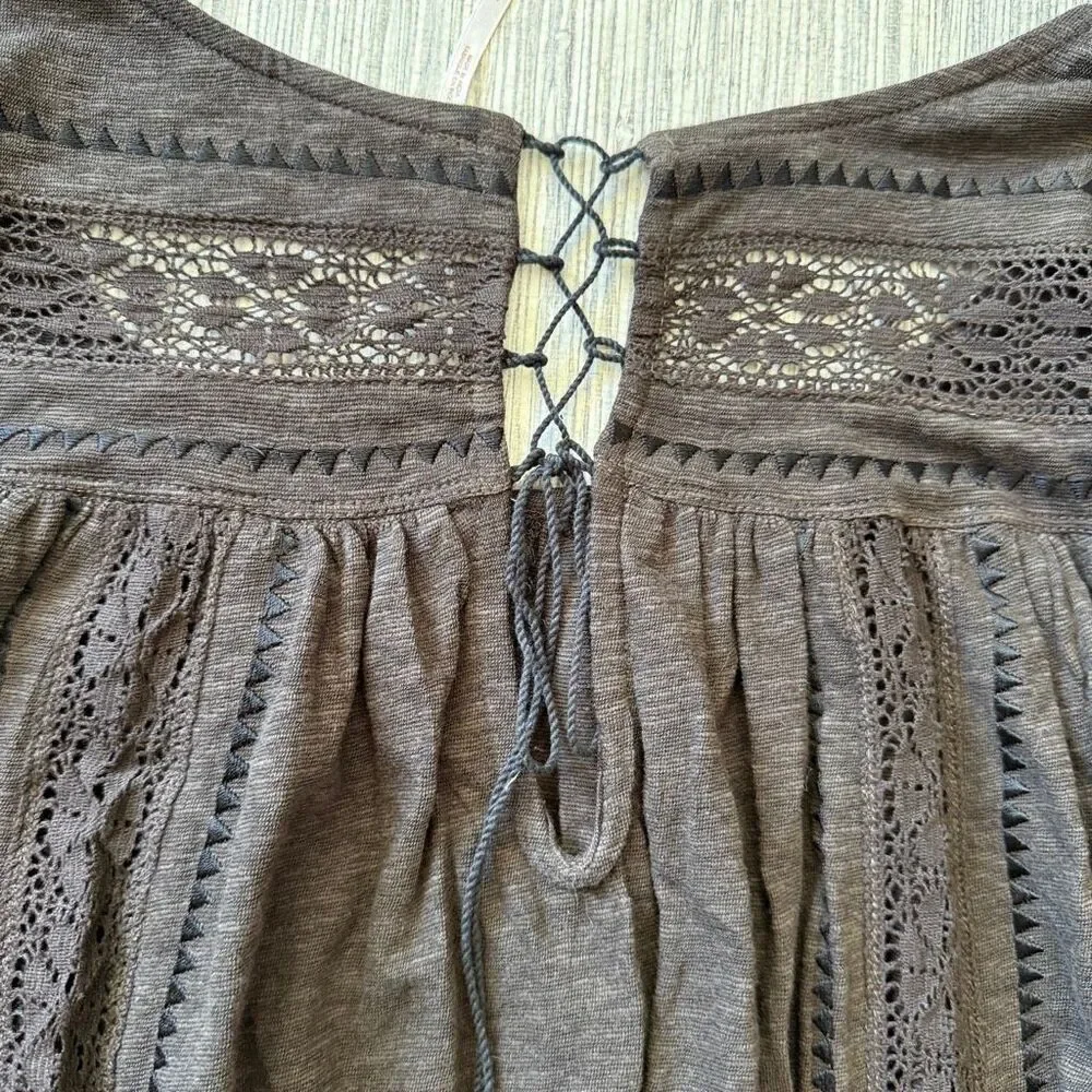 Free People Silverlake Boho Lace Up Blouse Medium NWT